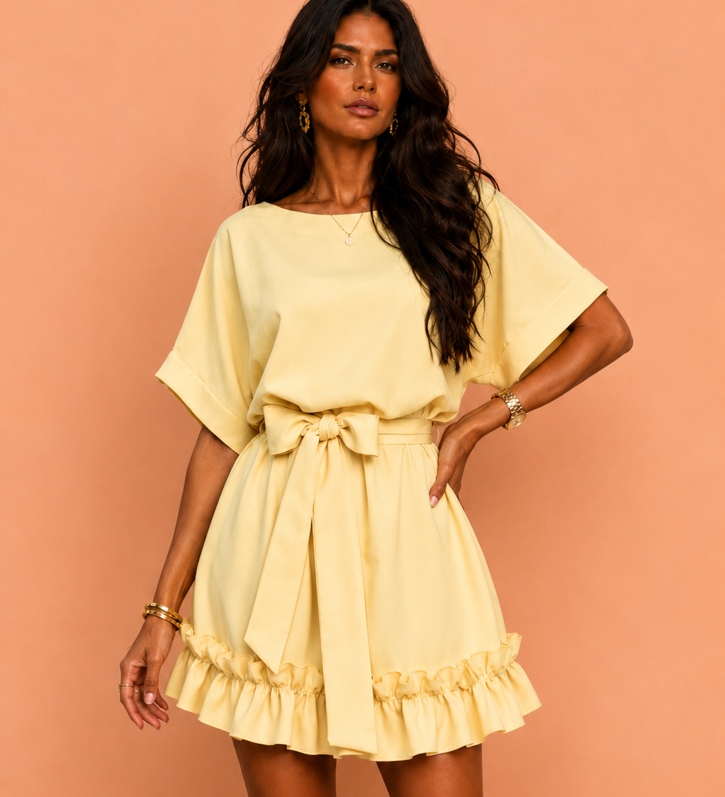 Lucía | Vestido corto sofisticado con acabado fluido